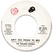 The Rolling Stones -  Ain't Too Proud To Beg - promo labels • Italy discography: The RSR - Warner years [1971-1977]