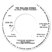 The Rolling Stones - Brown Sugar - Polydor 2208001 - white promo labels • Mexico discography: The RSR - Warner years [1971-1977]