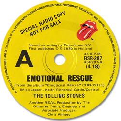 The Rolling Stones - Emotional Rescue - EMI RSR-287 - promo • Australia discography: The RSR - EMI years [1978-1984]