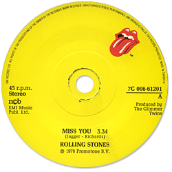 The Rolling Stones - Miss You - EMI 7C 006 61201 • Sweden discography: The RSR - EMI years [1978-1980]