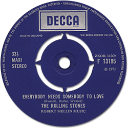 The Rolling Stones - Everybody Needs Somebody To Love - Dutch/UK EP B-side label