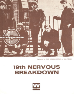 The Rolling Stones • 19th Nervous Breakdown • original sheet music from 1966, Sweden The Rolling Stones • 19th Nervous Breakdown • original sheet music from 1966, Sweden