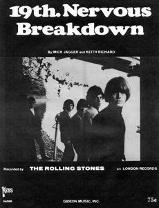 The Rolling Stones • 19th Nervous Breakdown • original sheet music from 1966, USA