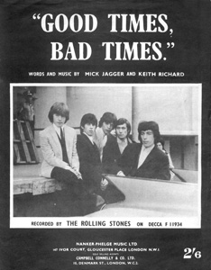 The Rolling Stones • Good Times, Bad Times • original sheet music from 1964, UK