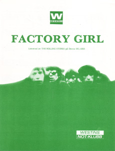 The Rolling Stones • Factory Girl • original sheet music from 1968, Sweden