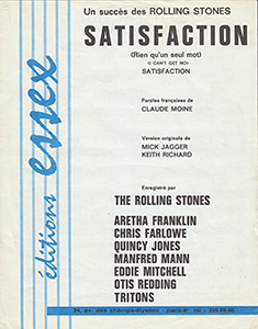 The Rolling Stones • (I Can't Get No) Satisfaction • original sheet music from 1973, France