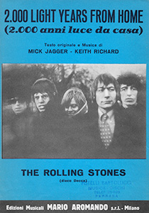 The Rolling Stones • 2000 Light Years From Home • original sheet music from 1967, Italy The Rolling Stones • 2000 Light Years From Home • original sheet music from 1967, Italy