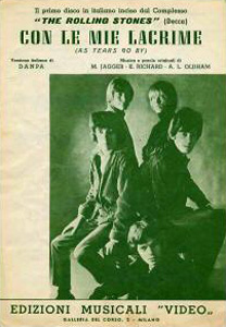 The Rolling Stones • As Tears Go By • original sheet music from 1966, Italy The Rolling Stones • As Tears Go By • original sheet music from 1966, Italy