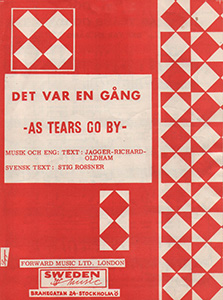 The Rolling Stones • As Tears Go By • original sheet music from 1966, Sweden