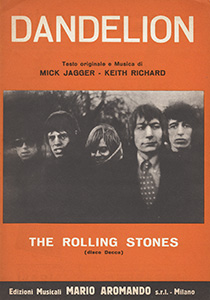 The Rolling Stones • Dandelion • original sheet music from 1967, Italy