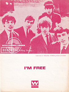 The Rolling Stones • I'm Free • original sheet music from 1965, Sweden The Rolling Stones • I'm Free • original sheet music from 1965, Sweden