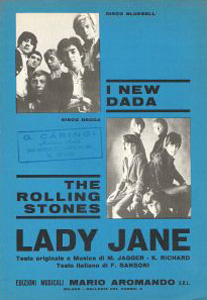 The Rolling Stones • Lady Jane • original sheet music from 1966, Italy