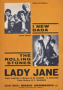 The Rolling Stones • Lady Jane • original sheet music from 1966, Italy