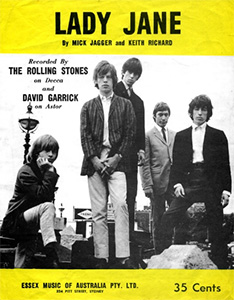 The Rolling Stones • Lady Jane • original sheet music from 1966, Australia The Rolling Stones • Lady Jane • original sheet music from 1966, Australia