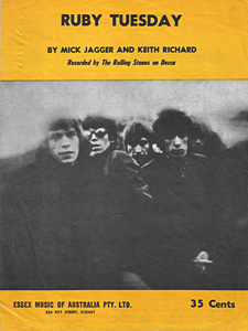 The Rolling Stones • Ruby Tuesday • original sheet music from 1967, Australia