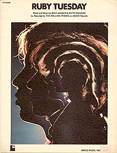 The Rolling Stones • Ruby Tuesday • original sheet music from 1972, USA