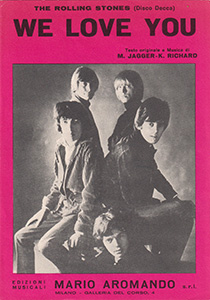 The Rolling Stones • We Love You • original sheet music from 1967, Italy