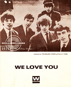 The Rolling Stones • We Love You • original sheet music from 1967, Sweden The Rolling Stones • We Love You • original sheet music from 1967, Sweden